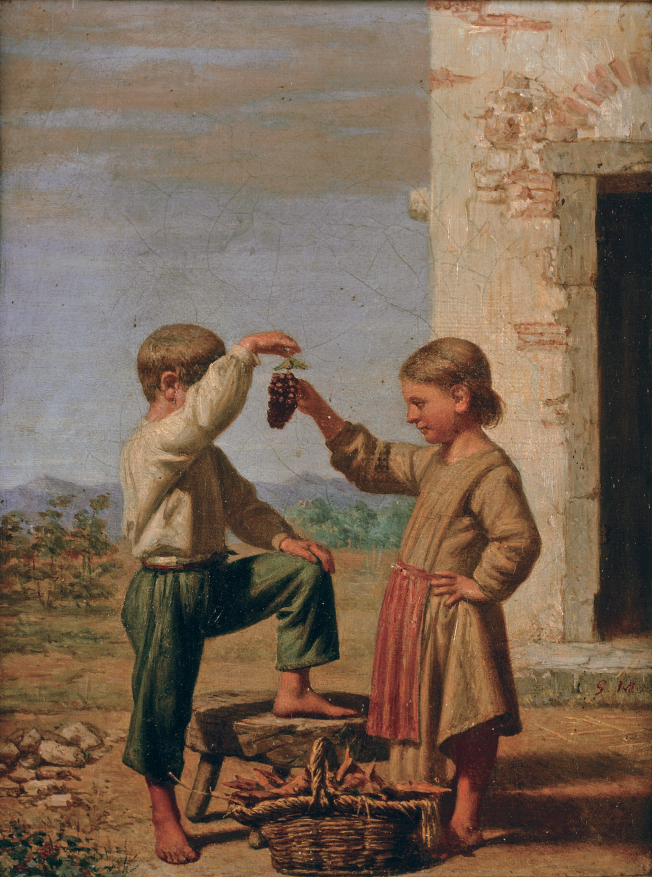 Two children with grapes, 1870